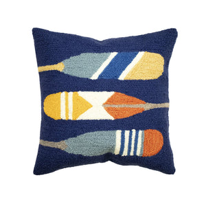 Trans Ocean Liora Manne Paddles Indoor/Outdoor Pillow - 18" Navy Boating Design, Vibrant Nature Accent Decor Navy Polyester,Acrylic 7fp8s450833