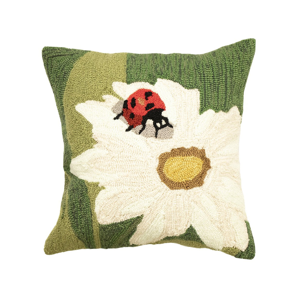 Trans Ocean Liora Manne Frontporch Ladybug Pillow - 18" Indoor/Outdoor Botanical Accent For Your Garden Decor Green Polyester,Acrylic 7fp8s452806