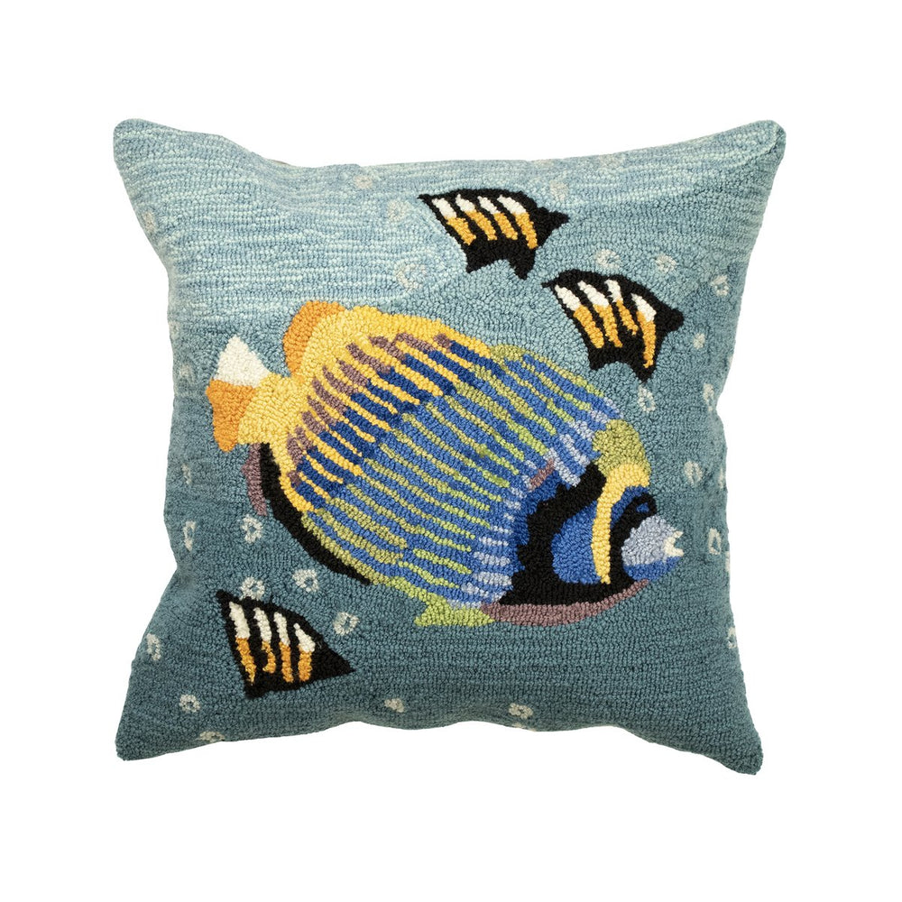 Trans Ocean Liora Manne Frontporch Aquarium Pillow - 18" Coastal Ocean Decor With Colorful Tropical Fish Design Blue Polyester,Acrylic 7fp8s453004