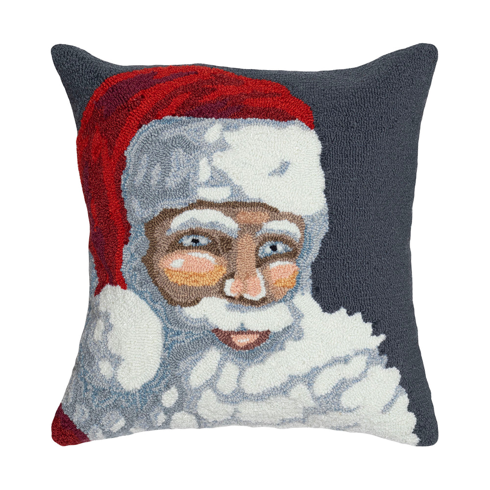 Trans Ocean Liora Manne Santa Indoor/Outdoor Pillow – Jolly Navy Accent With Red Hat, 18" X 18" For Festive Decor Navy Polyester,Acrylic 7fp8s463133