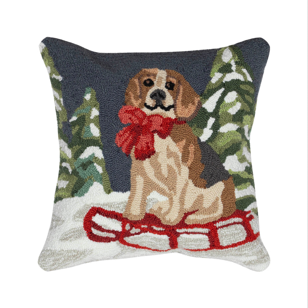 Trans Ocean Liora Manne Frontporch Winter Dog Sled Pillow - Cozy 18" X 18" Indoor/Outdoor Decor For Pet Lovers Multi Polyester,Acrylic 7fp8s469344