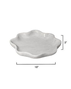 Frill Hand-carved Natural Marble Scalloped Bowl Sculptural Centerpiece for Any Room
