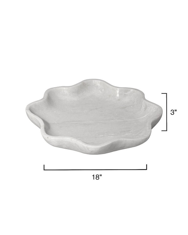 Frill Hand-carved Natural Marble Scalloped Bowl Sculptural Centerpiece for Any Room
