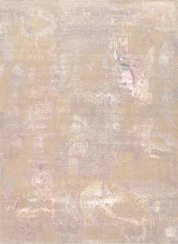 Pasargad Home Modern Hand-knotted Area Rug – Elegant Abstract Design In Premium Viscose Silk & Wool   Prj-4 12x15