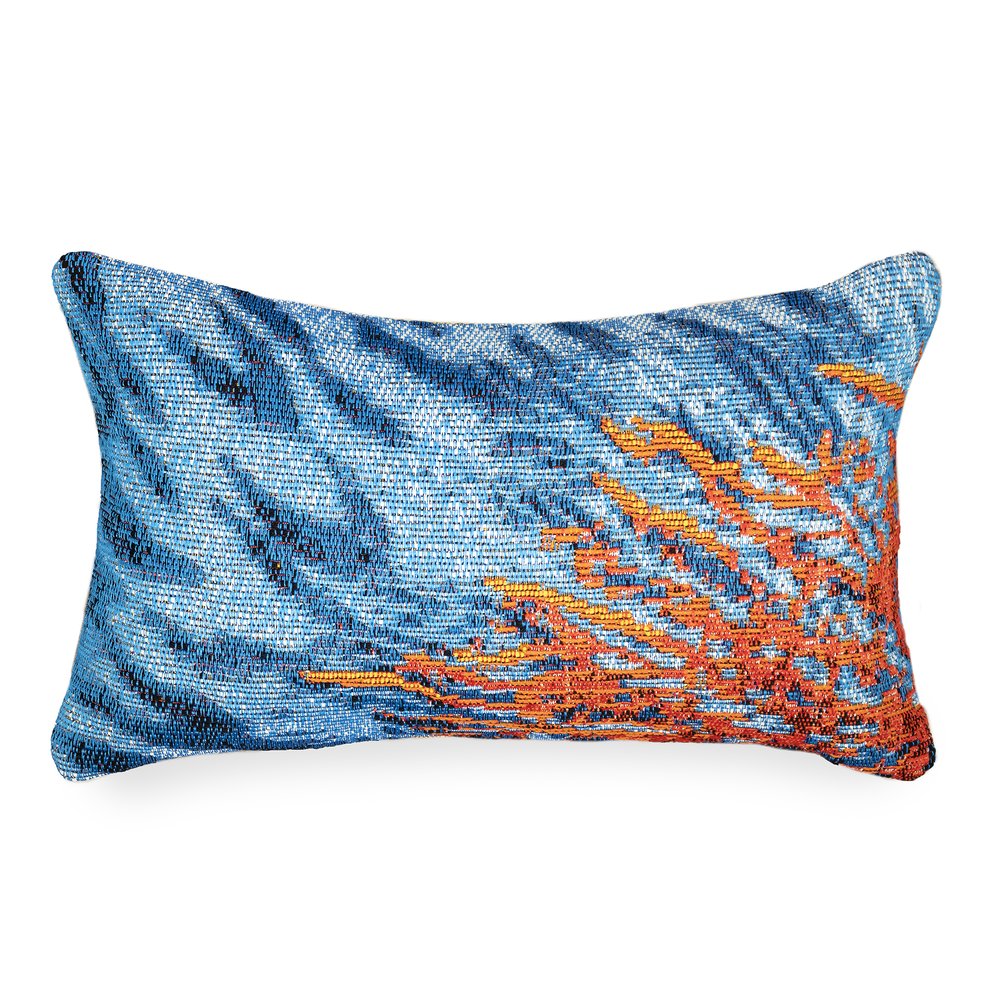Trans Ocean Liora Manne Marina Coral Indoor/Outdoor Pillow - Vibrant Beach-inspired Art For Home Decor Blue Polypropylene,Polyester 7mr5s807904