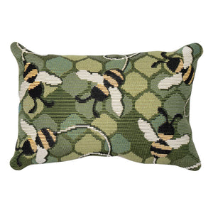 Trans Ocean Liora Manne Marina Bee Free Indoor/Outdoor Pillow - Nature-inspired Design With Buzzing Bees Green Polypropylene,Polyester 7mr5s958506