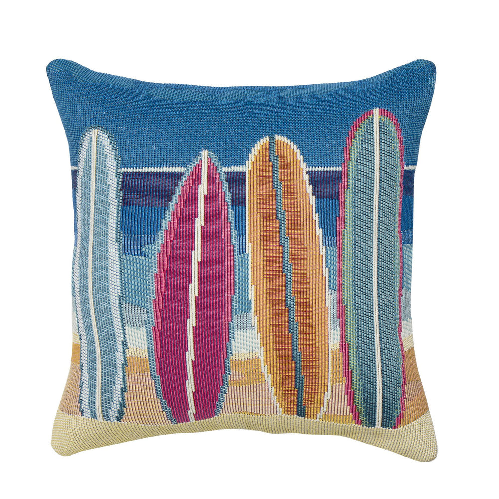 Trans Ocean Liora Manne Marina Surf Break Pillow - Colorful Coastal Design For Indoor/Outdoor Decor 18" X 18" Blue Polypropylene,Polyester 7mr8s957803