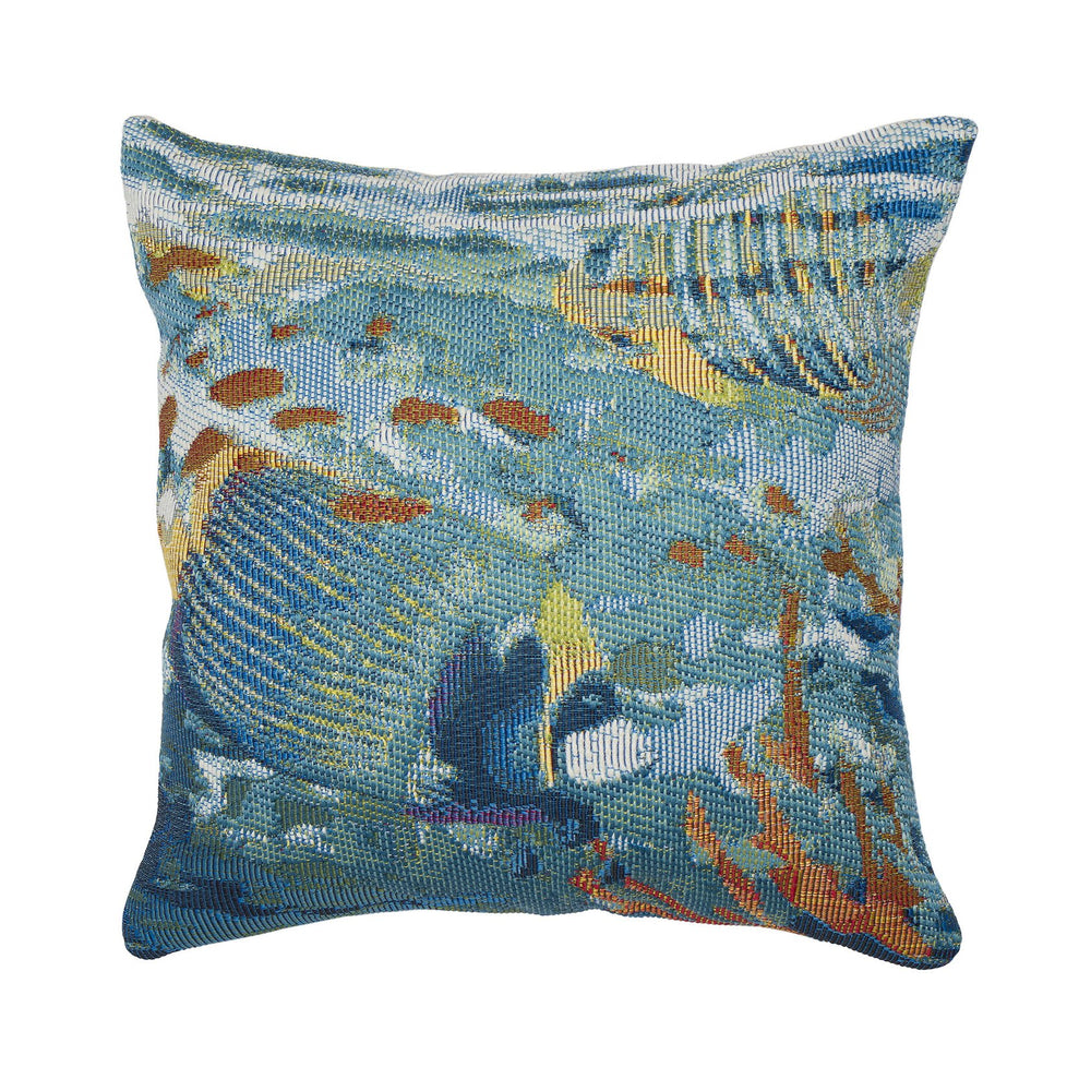 Trans Ocean Liora Manne Marina Fantasea Indoor/Outdoor Pillow - Vibrant 18" Coastal Design For Home Decor Blue Polypropylene,Polyester 7mr8s957904