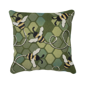 Trans Ocean Liora Manne Marina Bee Free Indoor/Outdoor Pillow - Nature-inspired Design With Buzzing Bees Green Polypropylene,Polyester 7mr8s958506