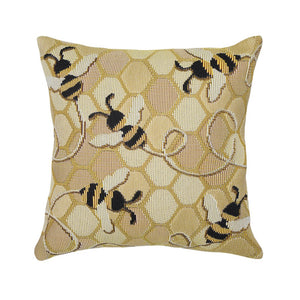 Trans Ocean Liora Manne Marina Bee Free Indoor/Outdoor Pillow - Nature-inspired Design With Buzzing Bees Gold Polypropylene,Polyester 7mr8s958509