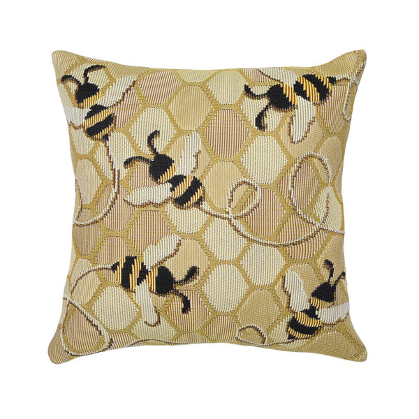 Trans Ocean Liora Manne Marina Bee Free Indoor/Outdoor Pillow - Nature-inspired Design With Buzzing Bees Gold Polypropylene,Polyester 7mr8s958509