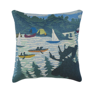 Trans Ocean Liora Manne Marina Lake Life 18"X18" Indoor/Outdoor Pillow - Vibrant Sailboats On Blue Background Blue Polypropylene,Polyester 7mr8s959103