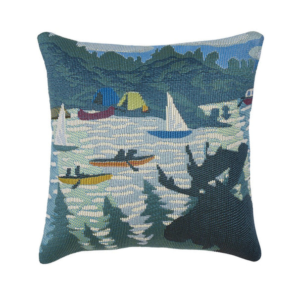 Trans Ocean Liora Manne Marina Lake Life 18"X18" Indoor/Outdoor Pillow - Vibrant Sailboats On Blue Background Blue Polypropylene,Polyester 7mr8s959103