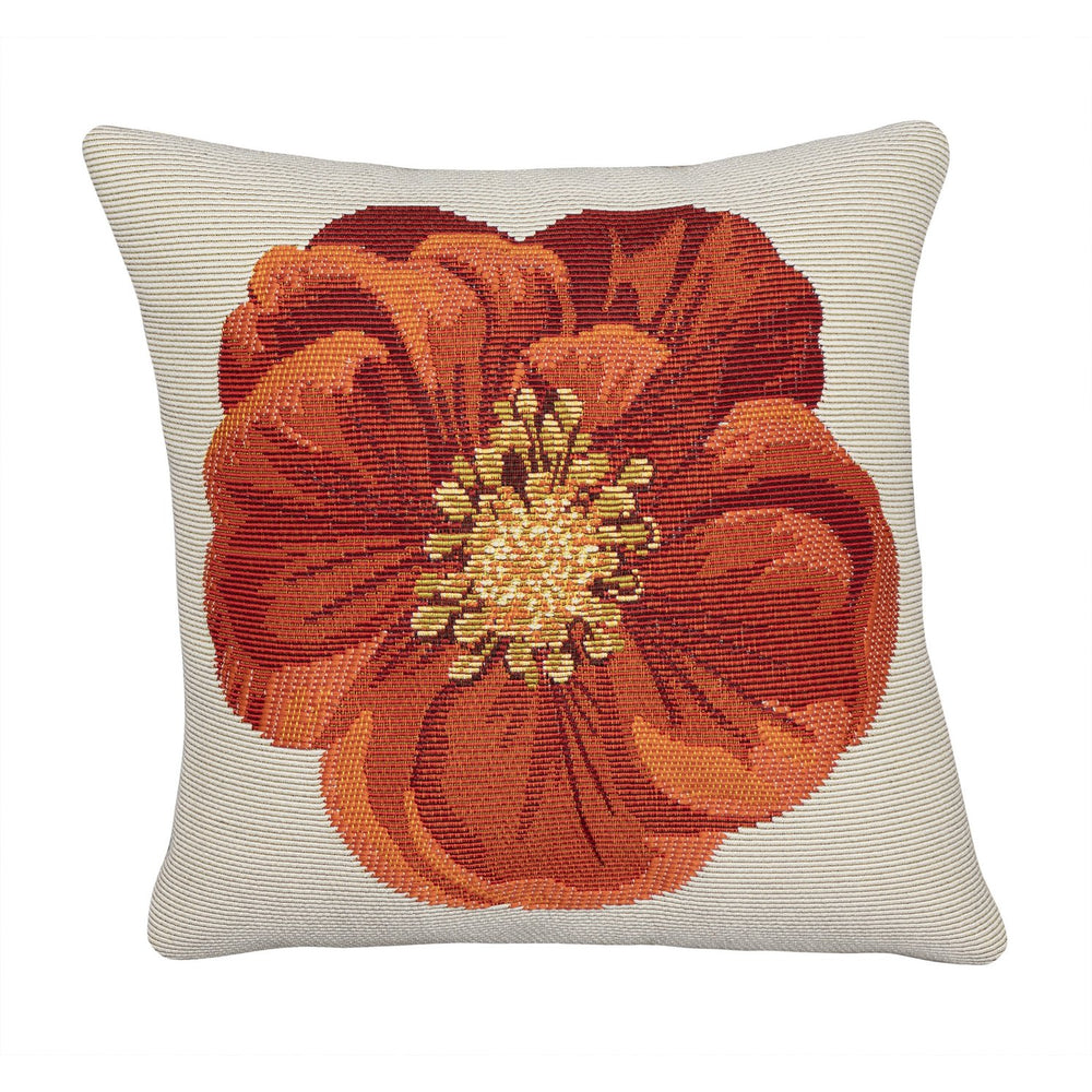 Trans Ocean Liora Manne Marina Red Flower Pillow - 18" X 18" Indoor/Outdoor, Machine Washable, Transitional Style Red Polypropylene,Polyester 7mr8s973224