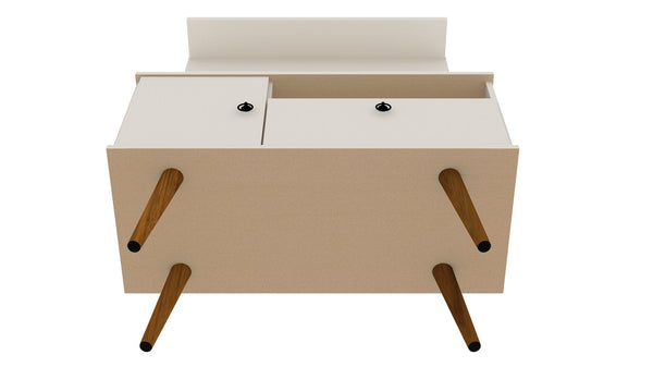 Manhattan Comfort Tribeca Mid-Century Modern 2-Piece Entertainment Center Off White 7PMC6