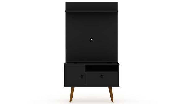 Manhattan Comfort Tribeca Mid-Century Modern 2-Piece Entertainment Center Black 7PMC70