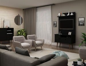 Manhattan Comfort Tribeca Mid-Century Modern 2-Piece Entertainment Center Black 7PMC70