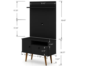 Manhattan Comfort Tribeca Mid-Century Modern 2-Piece Entertainment Center Black 7PMC70