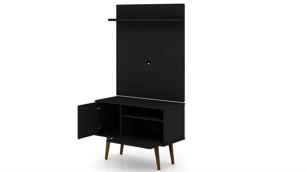 Manhattan Comfort Tribeca Mid-Century Modern 2-Piece Entertainment Center Black 7PMC70