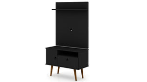 Manhattan Comfort Tribeca Mid-Century Modern 2-Piece Entertainment Center Black 7PMC70