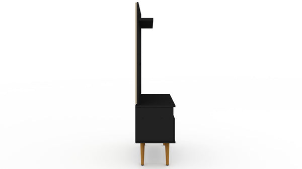 Manhattan Comfort Tribeca Mid-Century Modern 2-Piece Entertainment Center Black 7PMC70