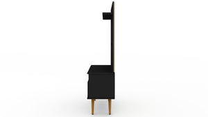Manhattan Comfort Tribeca Mid-Century Modern 2-Piece Entertainment Center Black 7PMC70