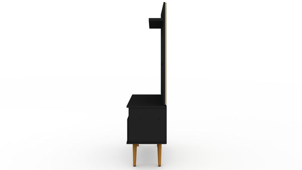 Manhattan Comfort Tribeca Mid-Century Modern 2-Piece Entertainment Center Black 7PMC70
