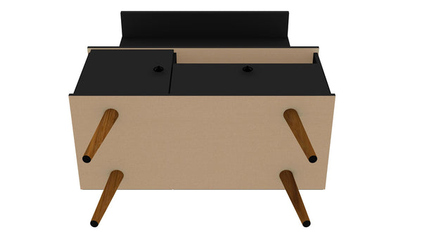 Manhattan Comfort Tribeca Mid-Century Modern 2-Piece Entertainment Center Black 7PMC70