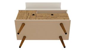 Manhattan Comfort Tribeca Mid-Century Modern 2-Piece Entertainment Center Off White and Nature 7PMC81