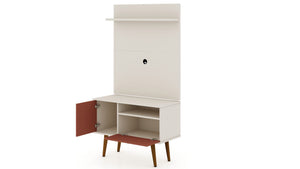 Manhattan Comfort Tribeca Mid-Century Modern 2-Piece Entertainment Center Off White and Terra Orange Pink 7PMC85