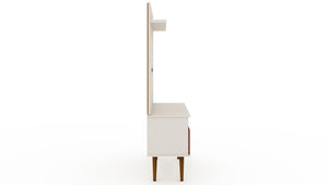 Manhattan Comfort Tribeca Mid-Century Modern 2-Piece Entertainment Center Off White and Terra Orange Pink 7PMC85