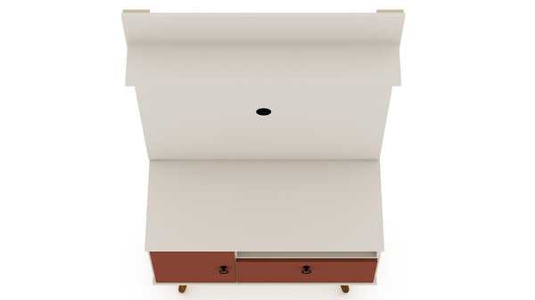 Manhattan Comfort Tribeca Mid-Century Modern 2-Piece Entertainment Center Off White and Terra Orange Pink 7PMC85