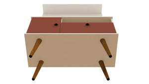 Manhattan Comfort Tribeca Mid-Century Modern 2-Piece Entertainment Center Off White and Terra Orange Pink 7PMC85