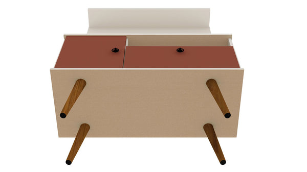 Manhattan Comfort Tribeca Mid-Century Modern 2-Piece Entertainment Center Off White and Terra Orange Pink 7PMC85