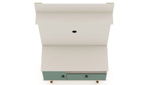 Manhattan Comfort Tribeca Mid-Century Modern 2-Piece Entertainment Center Off White and Green Mint 7PMC86