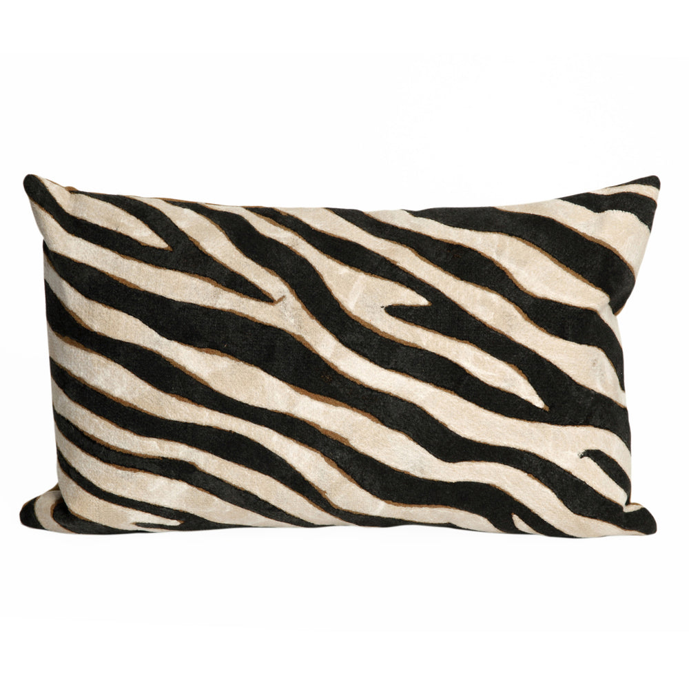 Trans Ocean Liora Manne Visions I Zebra Indoor/Outdoor Handmade Pillow - Stylish Graphic Animal Print Accent Black Polyester 7sa1s304348