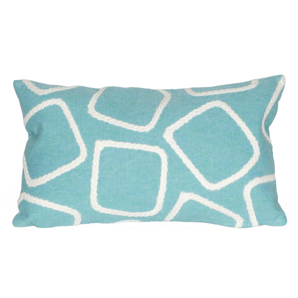 Trans Ocean Liora Manne Visions I Handmade Indoor/Outdoor Pillow - Geometric Accent For Stylish Spaces Blue Polyester 7sa1s408704