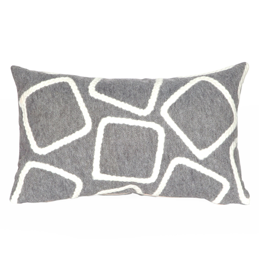 Trans Ocean Liora Manne Visions I Handmade Indoor/Outdoor Pillow - Geometric Accent For Stylish Spaces Silver Polyester 7sa1s408738