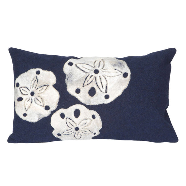 Trans Ocean Liora Manne Visions I Handcrafted Coastal Sand Dollar Pillow - Stylish Indoor/Outdoor Accent Decor Navy Polyester 7sa1s414033