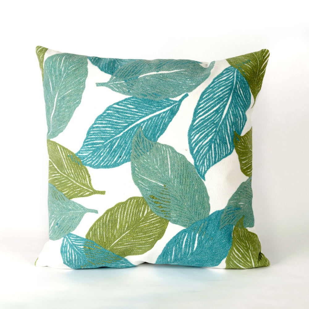 Trans Ocean Liora Manne Visions I Mystic Leaf Indoor/Outdoor Pillow - Vibrant Botanical Art For Any Space Blue Polyester 7sa2s405104