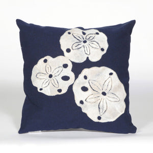 Trans Ocean Liora Manne Visions I Handcrafted Coastal Sand Dollar Pillow - Stylish Indoor/Outdoor Accent Decor Navy Polyester 7sa2s414033