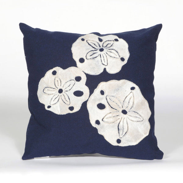 Trans Ocean Liora Manne Visions I Handcrafted Coastal Sand Dollar Pillow - Stylish Indoor/Outdoor Accent Decor Navy Polyester 7sa2s414033