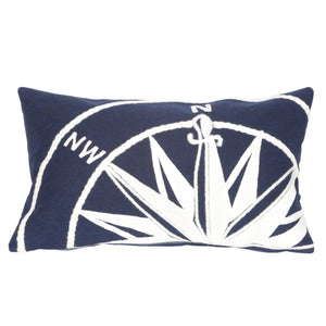 Trans Ocean Liora Manne Visions Ii Nautical Compass Indoor/Outdoor Pillow - Handcrafted Coastal Decor Accent Navy Polyester 7sb1s418303
