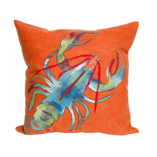 Trans Ocean Liora Manne Visions Ii Handmade Coastal Lobster Pillow - Vibrant Graphic Accent For Any Space Orange Polyester 7sb2s415317