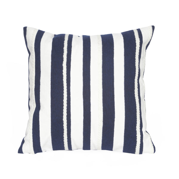 Trans Ocean Liora Manne Visions Ii Handmade Nautical Indoor/Outdoor Pillow With Artisan Crewelwork Excellence Navy Polyester 7sb2s417903