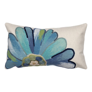 Trans Ocean Liora Manne Visions Iii Handmade Floral Pillow - Contemporary Botanical Design For Indoor/Outdoor Use Blue Polyester 7sc1s314904