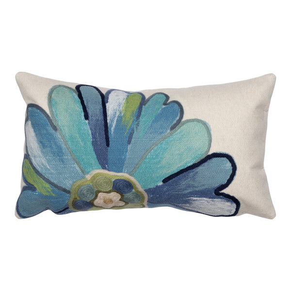 Trans Ocean Liora Manne Visions Iii Handmade Floral Pillow - Contemporary Botanical Design For Indoor/Outdoor Use Blue Polyester 7sc1s314904