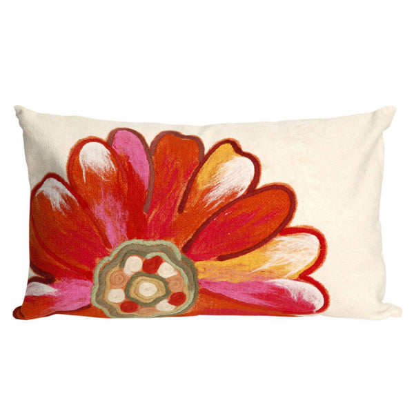Trans Ocean Liora Manne Visions Iii Handmade Floral Pillow - Contemporary Botanical Design For Indoor/Outdoor Use Orange Polyester 7sc1s314917