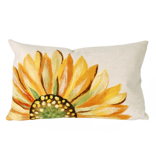 Trans Ocean Liora Manne Visions Iii Sunflower Indoor/Outdoor Handmade Pillow - Vibrant Botanical Accent Piece Yellow Polyester 7sc1s321609