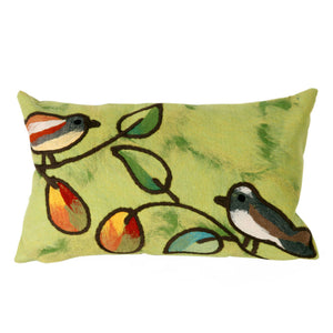 Trans Ocean Liora Manne Visions Iii Song Birds Handmade Indoor/Outdoor Pillow - Stunning Nature Garden Accent Green Polyester 7sc1s411906